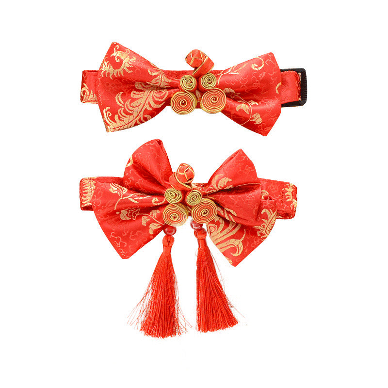 Oriental Brocade Bow Collar | 20-44cm Adjustable | PREORDER | Five Styles & Colourways