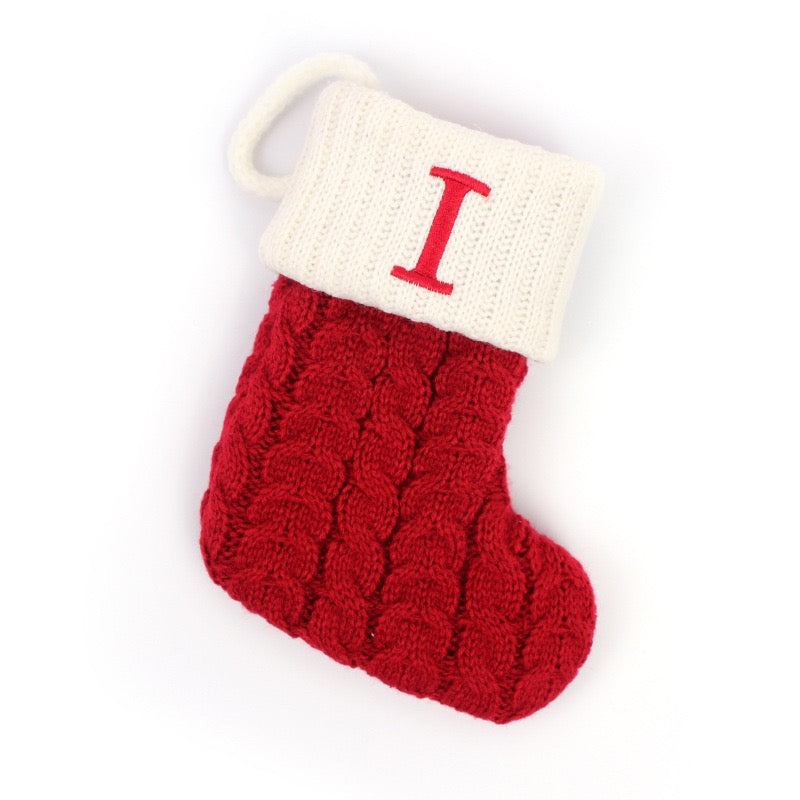 Red Knit Stocking with Embroidery