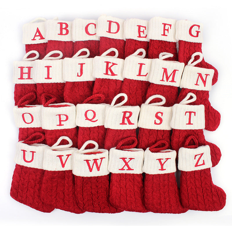 Red Knit Stocking with Embroidery