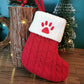 Red Knit Stocking with Embroidery