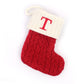 Red Knit Stocking with Embroidery