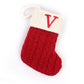 Red Knit Stocking with Embroidery