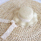 Straw Hat with Lace Ties | Two Colour-ways